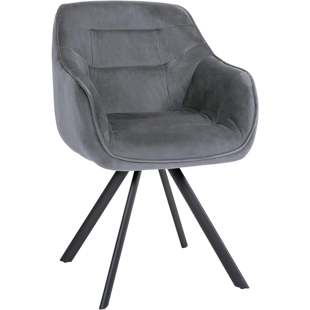 Chaise Visiteur CLODIS VELOURS, Piètement Métallique, Gris Foncé