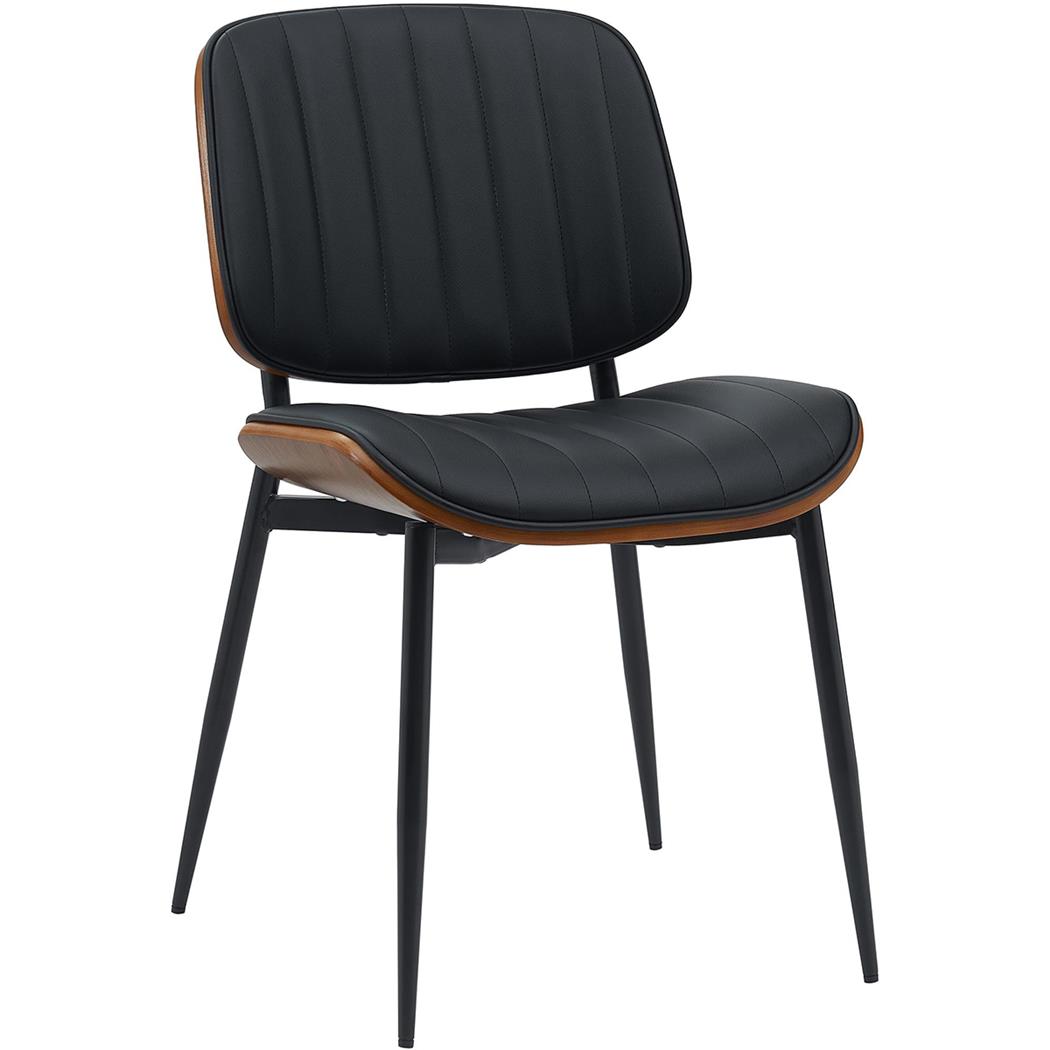 Chaise Conférence YUMI, Design Exclusif, Structure en Bois de Noyer, en Cuir Noir