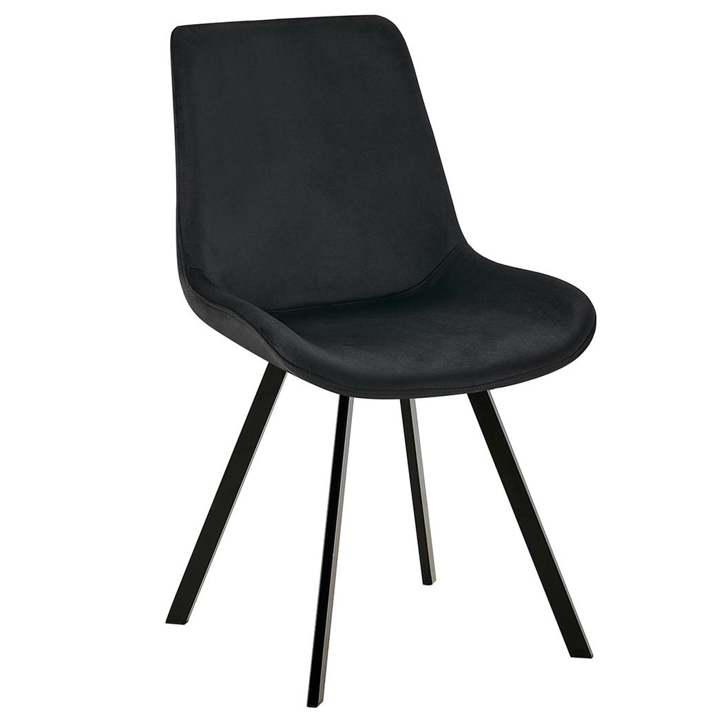 Chaise Visiteur UNAMI, Piètement en métal noir mat, en Velours, Noir