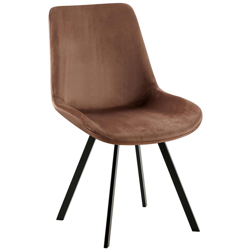 Chaise Visiteur UNAMI, Piètement en métal noir mat, en Velours, Marron