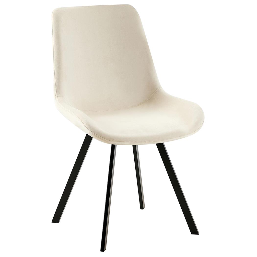 Chaise Visiteur UNAMI, Piètement en métal noir mat, en Velours, Crème