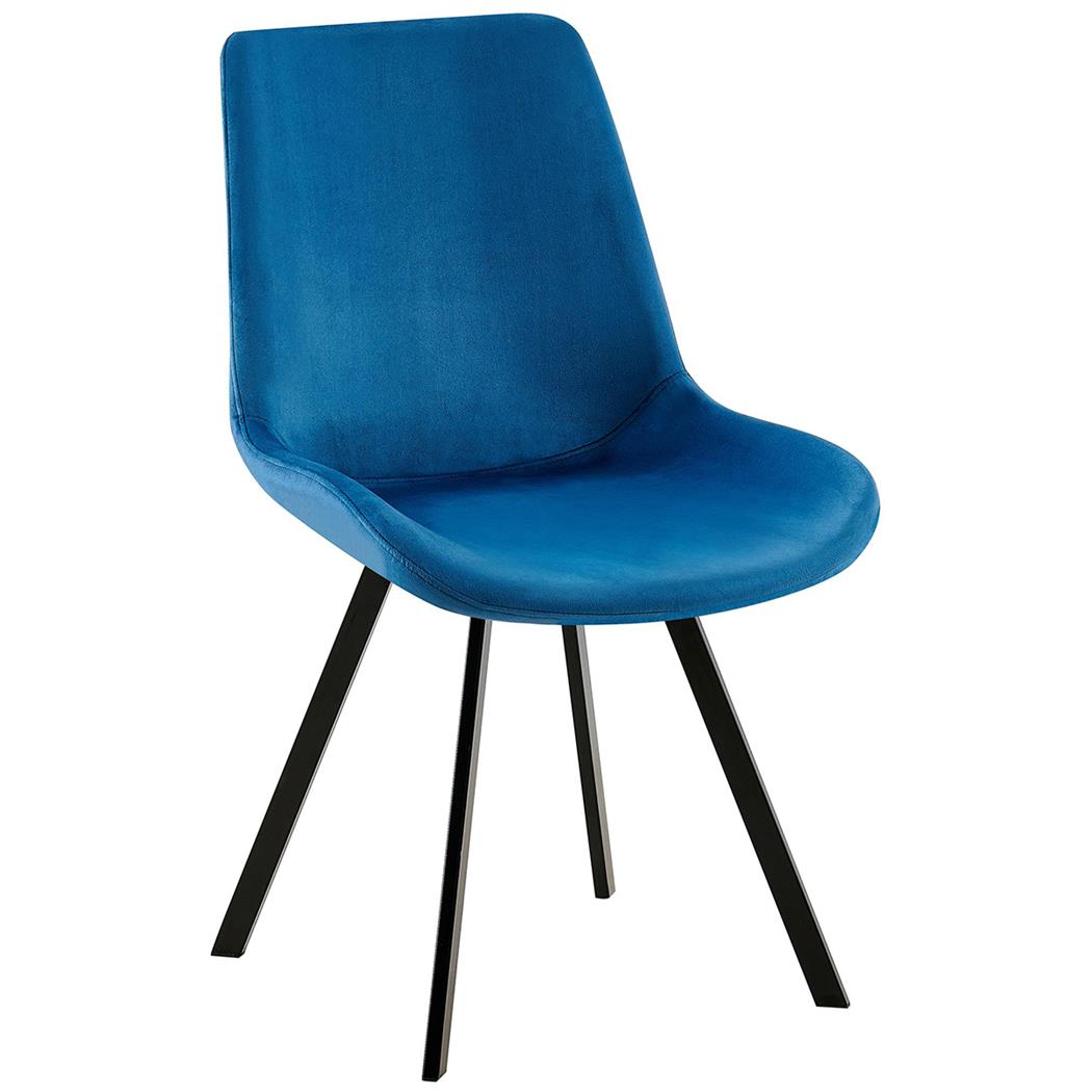 Chaise Visiteur UNAMI, Piètement en métal noir mat, en Velours, Bleu