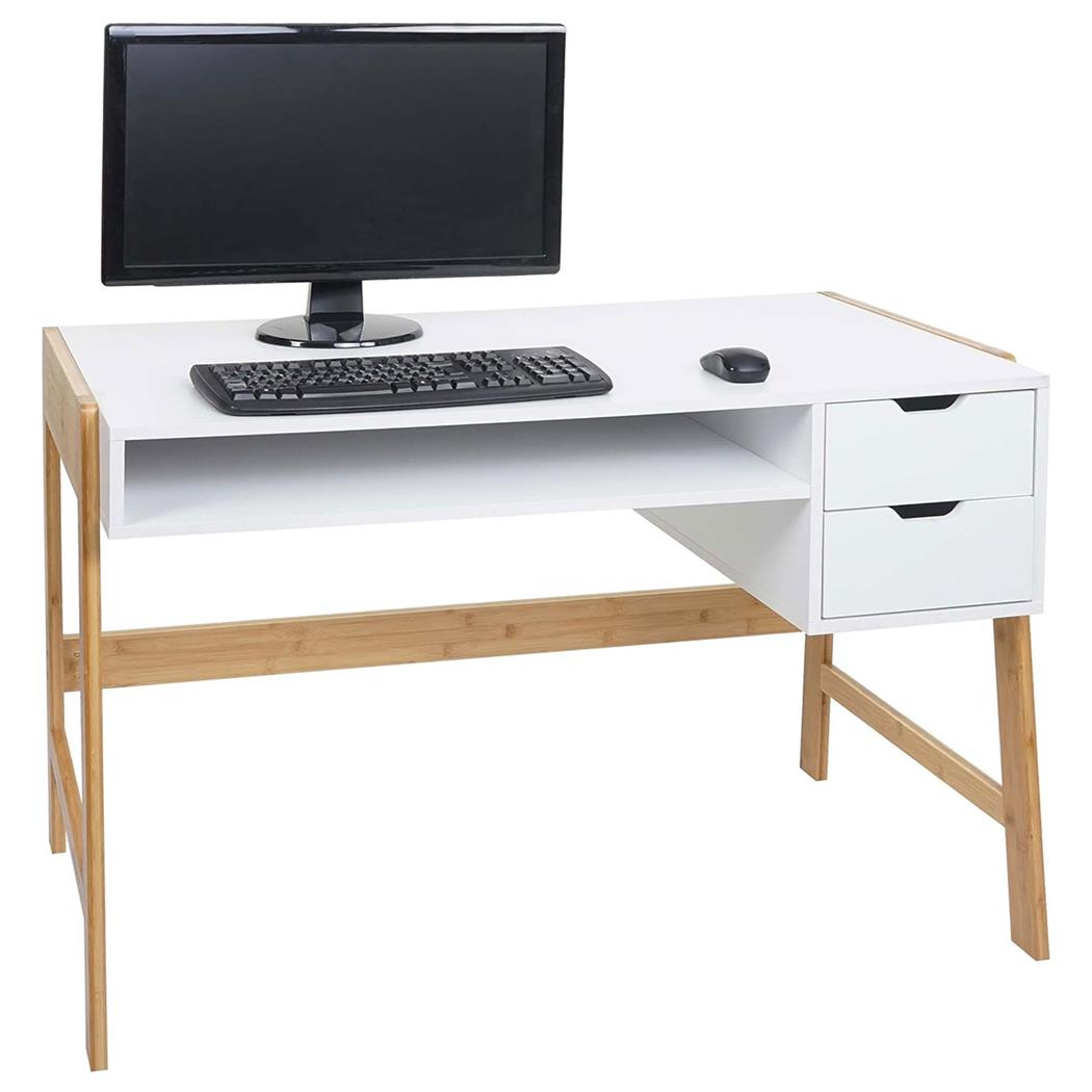 Bureau Informatique ARMONY, 115x58x76 cm, Design Moderne, En Bois, couleur Blanc