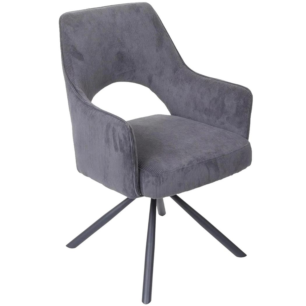 Chaise Conférence ANNIE, Design Moderne et Original, Pivotante, en Tissu, Gris Foncé