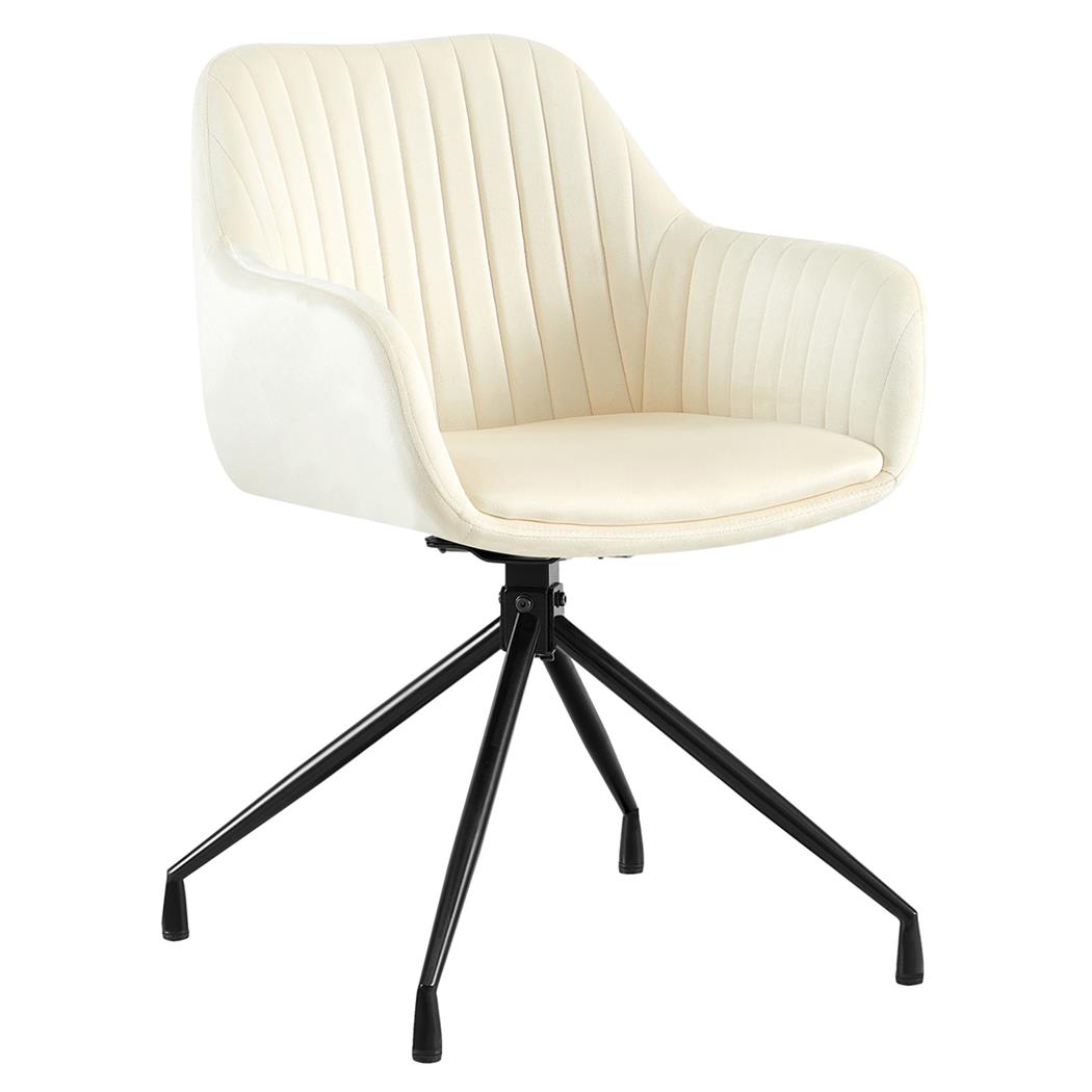 Chaise Visiteur TANNER, Structure Métallique, Pivotante à 180º, Velours, Crème