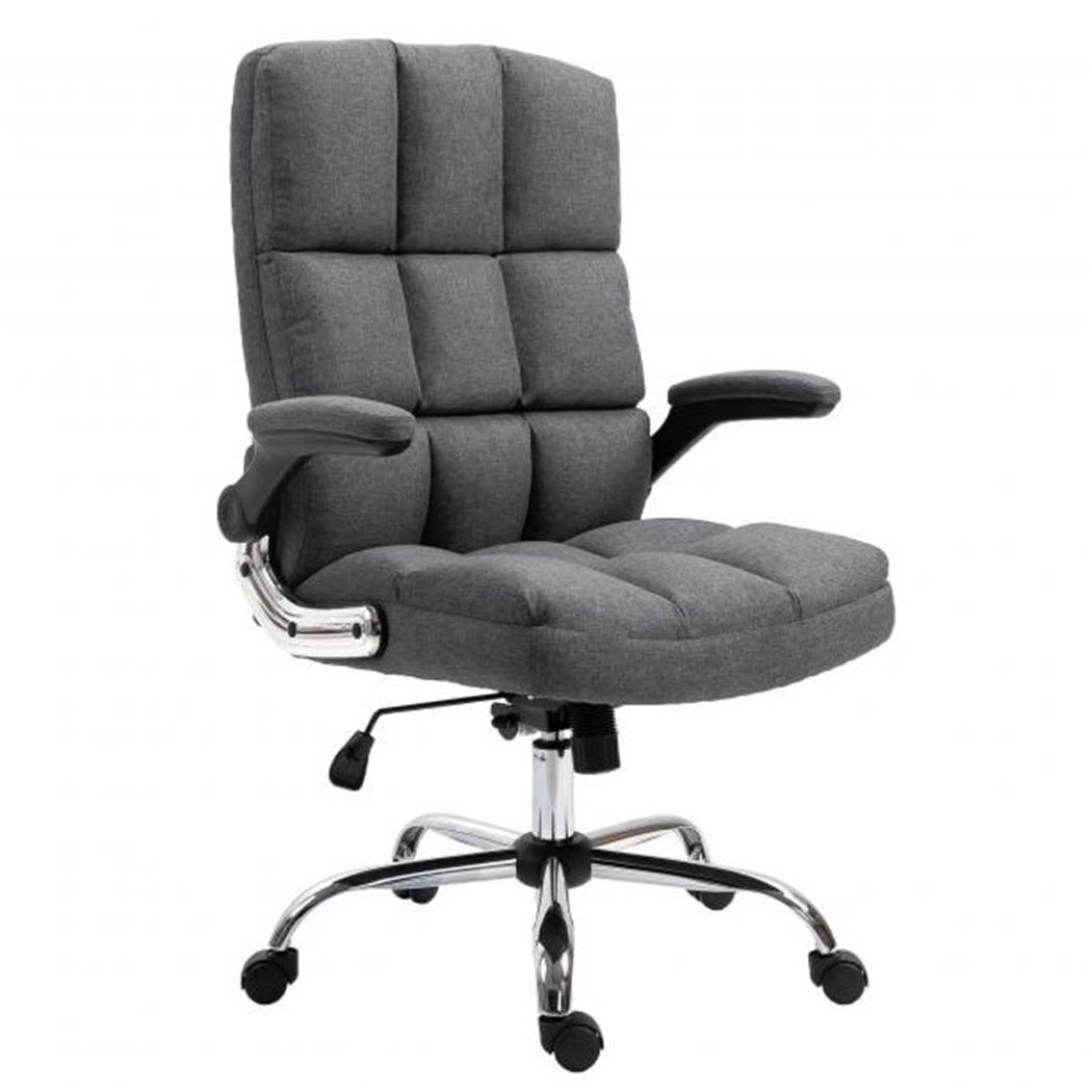 Fauteuil de bureau ALEXANDER, Grand Rembourrage, Accoudoirs relevables, Tissu, Gris Foncé