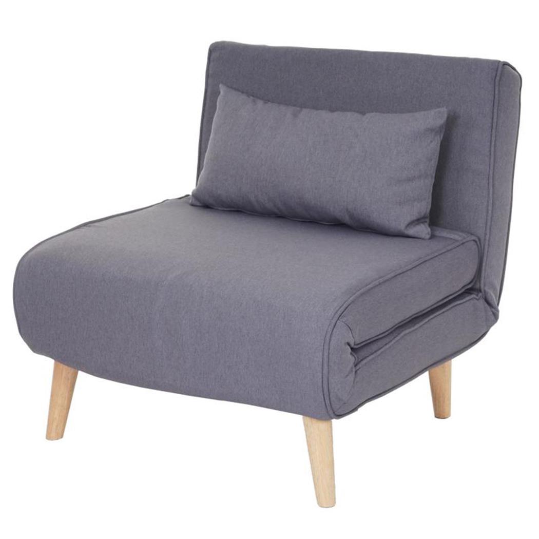 Fauteuil PRETTY, Convertible en Lit, Confortable et Fonctionnel, en Tissu, Gris Clair