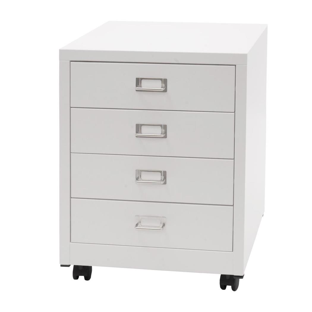 Caisson Mobile DONY, 4 Tiroirs, 40x41x55 cm, en Acier, Blanc