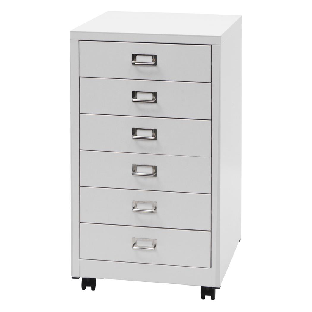 Caisson Mobile DONY, 6 Tiroirs, 40x41x75 cm, en Acier, Blanc