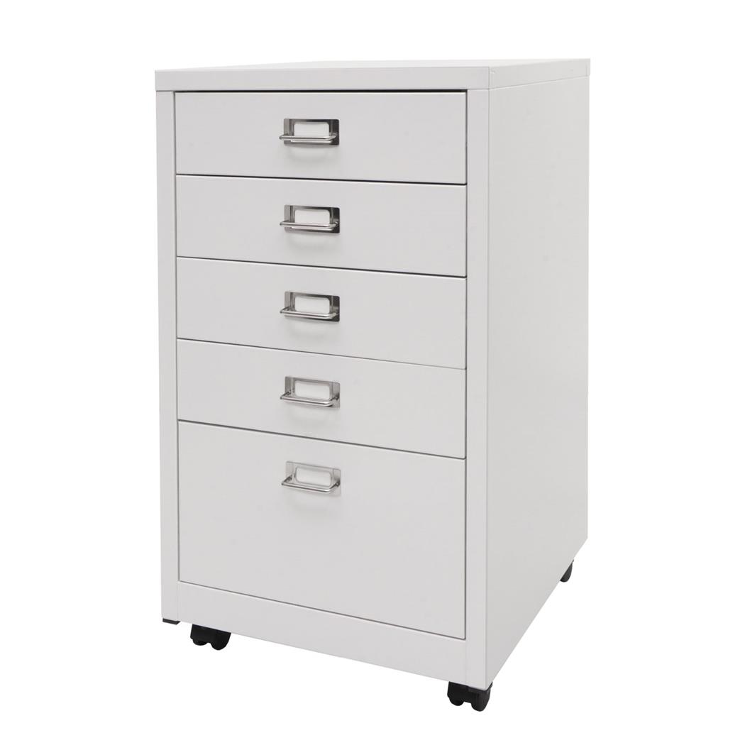 Caisson Mobile DONY PRO, 5 Tiroirs, 40x41x75 cm, en Acier, Blanc