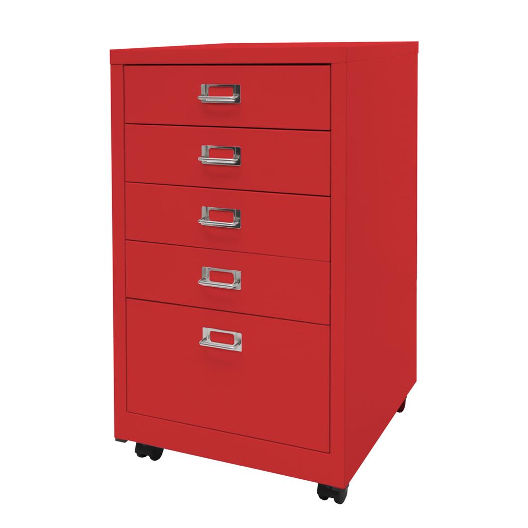 Caisson Mobile DONY PRO, 5 Tiroirs, 40x41x75 cm, en Acier, Rouge