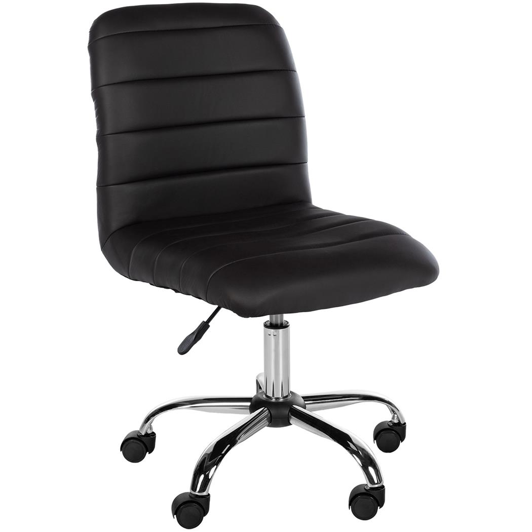 Chaise de Bureau KIMU, Design Minimaliste, Piètement Métallique, en Cuir, Marron