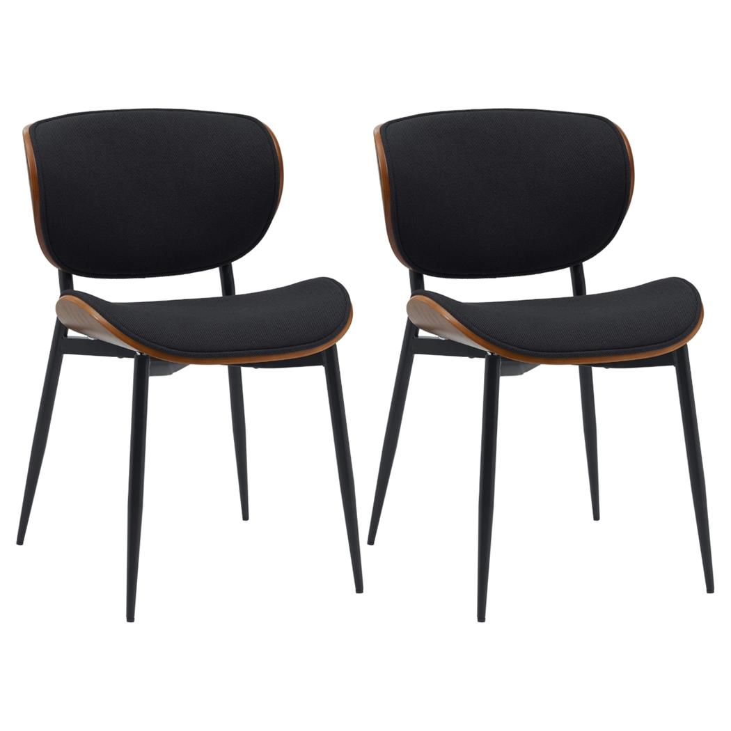 Lot de 2 Chaises Visiteur BRONSON TISSU, Design Exclusif, Structure en Bois, Noir