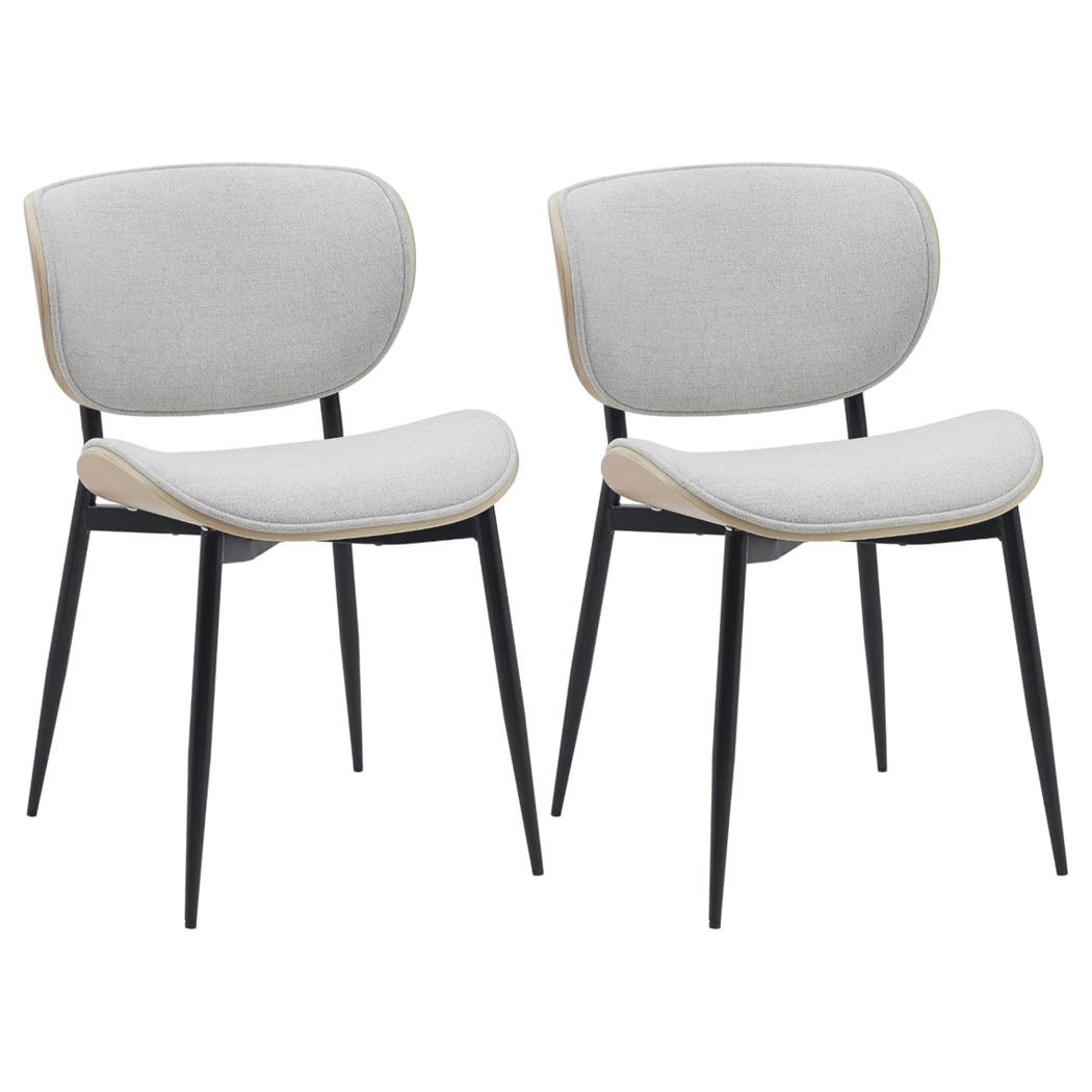 Lot de 2 Chaises Visiteur BRONSON TISSU, Design Exclusif, Structure en Bois Naturel, Crème