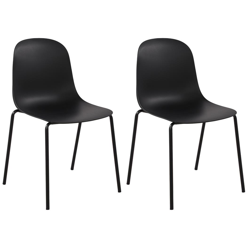 Lot de 2 Chaises Visiteur EMMA, Confortable, Polyvalente et Empilable, Noir