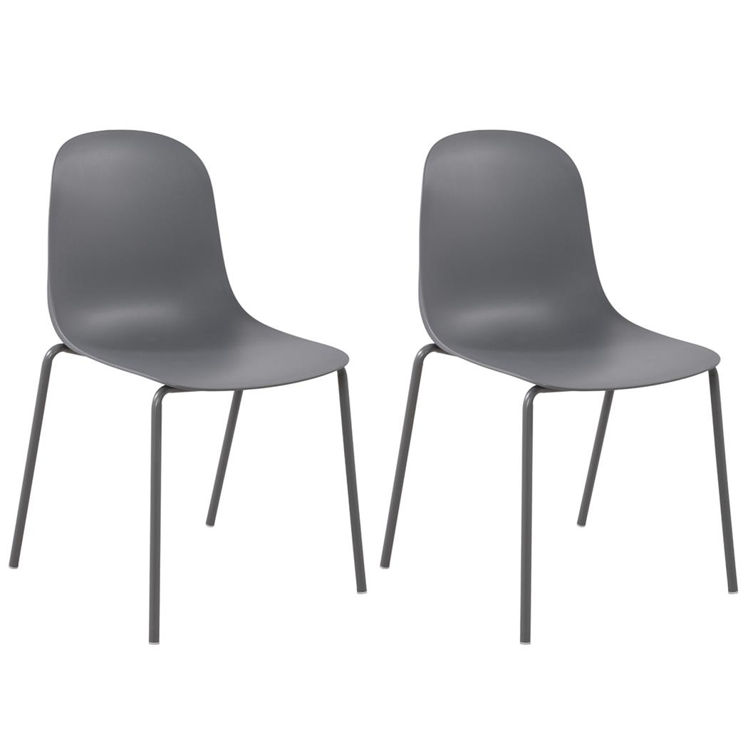 Lot de 2 Chaises Visiteur EMMA, Confortable, Polyvalente et Empilable, Gris Foncé