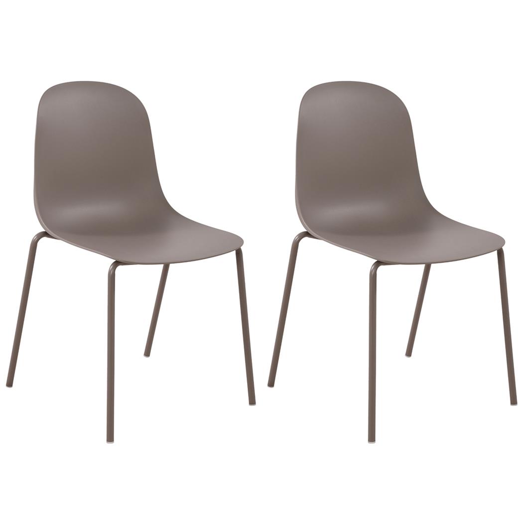 Lot de 2 Chaises Visiteur EMMA, Confortable, Polyvalente et Empilable, Taupe