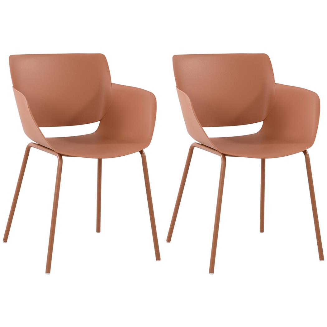 Lot de deux chaises visiteur RIKO, Confortable, Polyvalente et Robuste, Marron