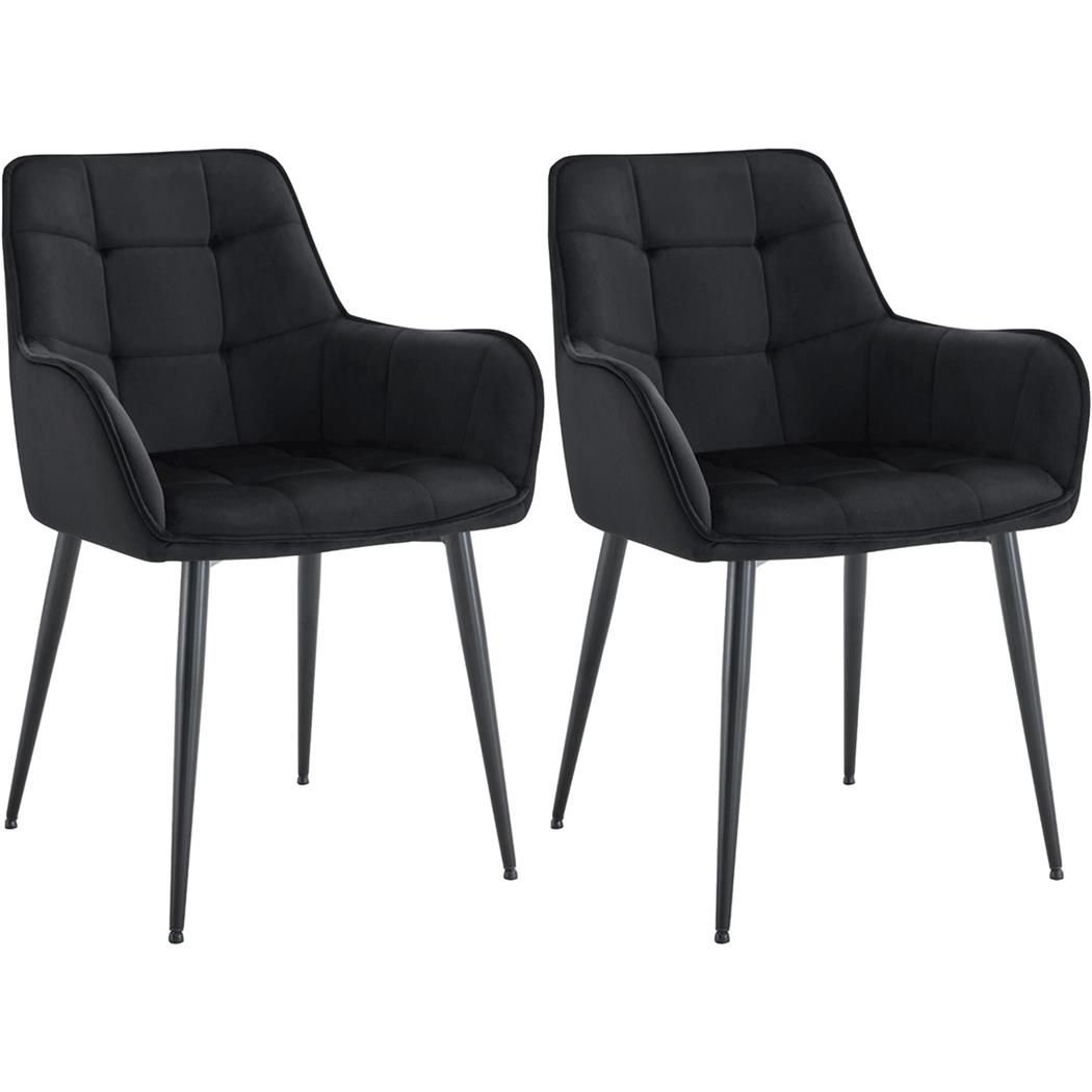 Lot de 2 Chaises Visiteur RUFUS, Design Moderne et Élégant, en Velours, Noir
