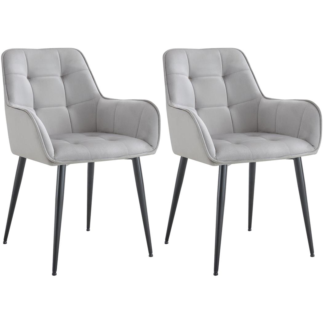 Lot de 2 Chaises Visiteur RUFUS, Design Moderne et Élégant, en Velours, Gris Clair