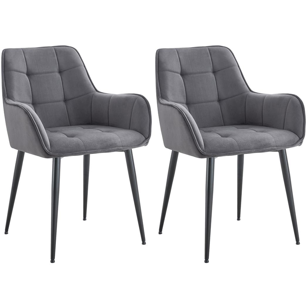 Lot de 2 Chaises Visiteur RUFUS, Design Moderne et Élégant, en Velours, Gris Foncé