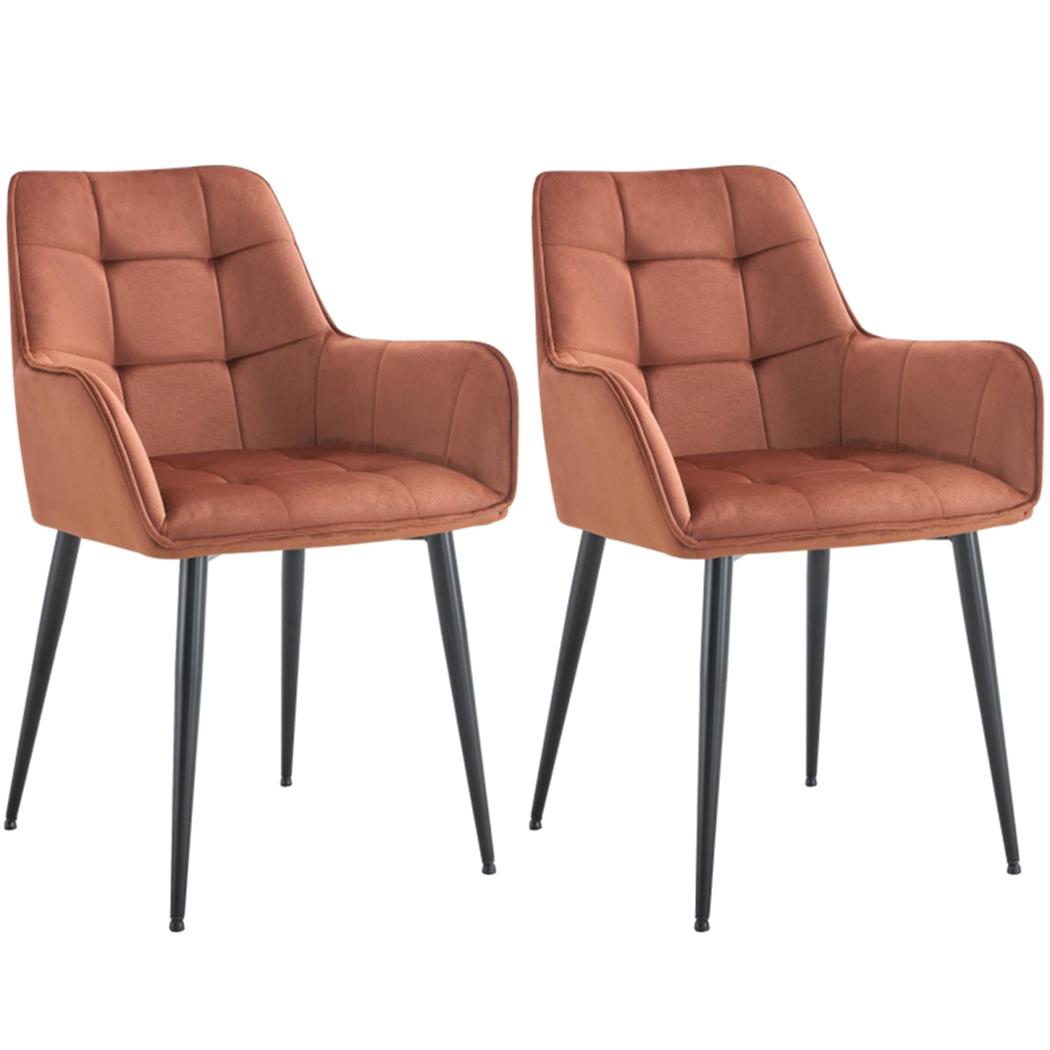 Lot de 2 Chaises Visiteur RUFUS, Design Moderne et Élégant, en Velours, Marron