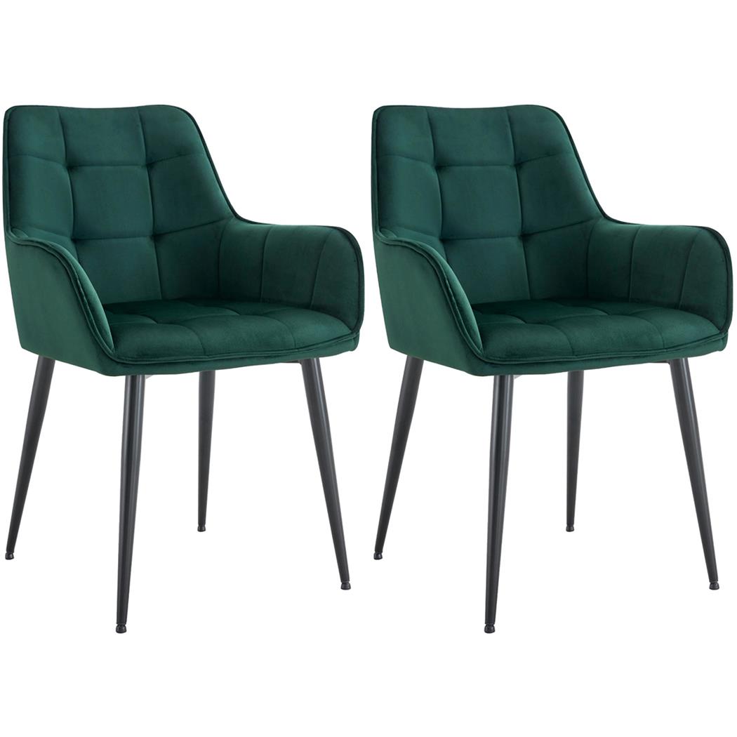 Lot de 2 Chaises Visiteur RUFUS, Design Moderne et Élégant, en Velours, Vert