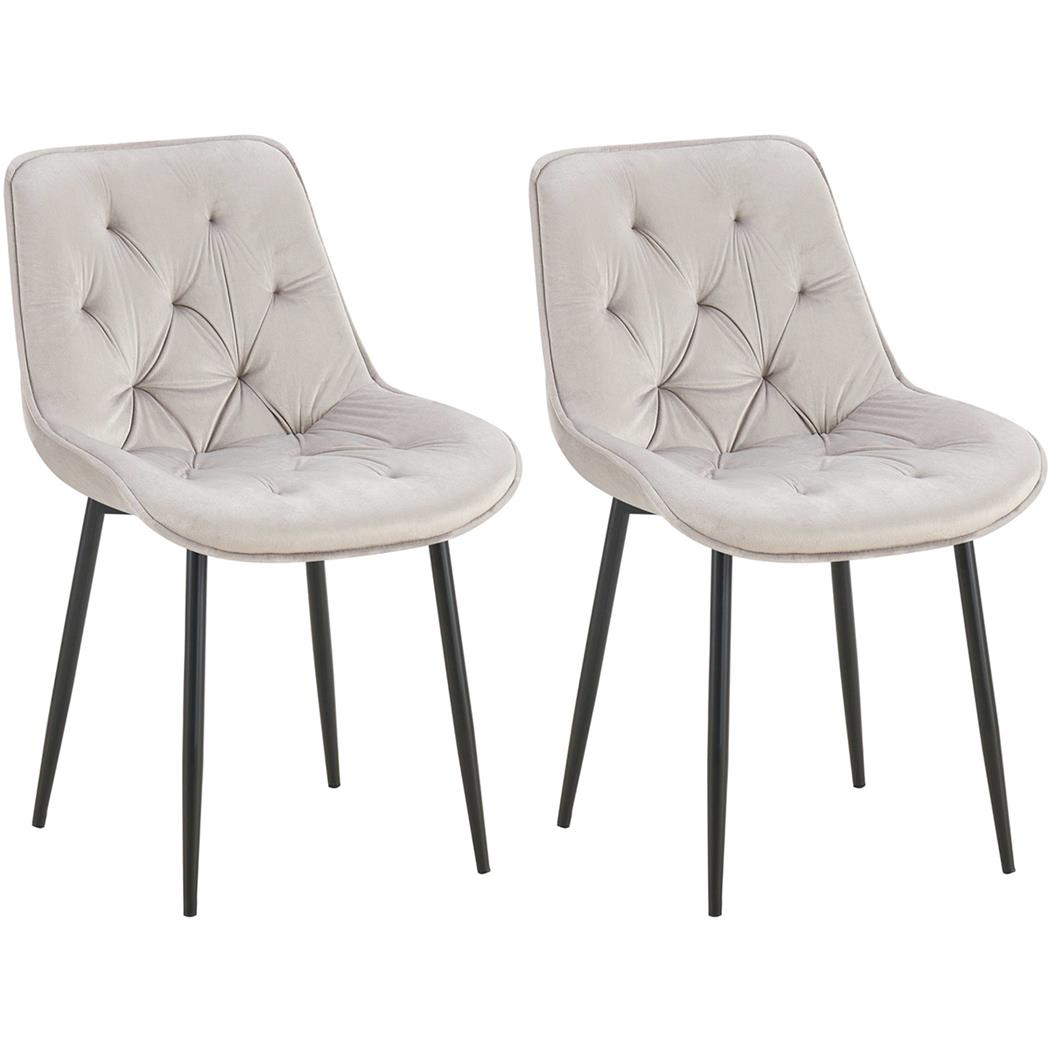Lot de 2 Chaises visiteur GRACE, Design Confortable et Elégant, Piétement métallique, en Velours Gris Clair