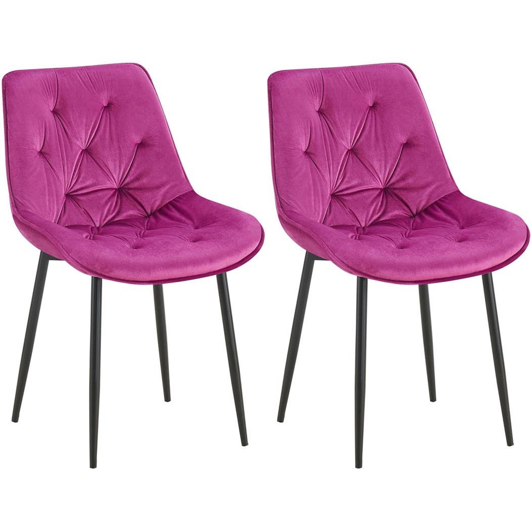 Lot de 2 Chaises visiteur GRACE, Design Confortable et Elégant, Piétement métallique, en Velours Violet