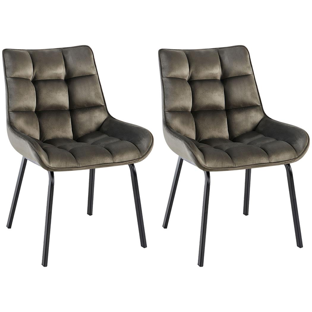 Lot de 2 Chaises visiteur MAMBO, Rembourrage Épais, Piétement métallique, en Velours Gris Anthracite