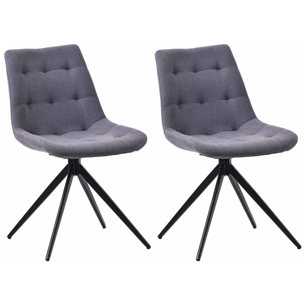 Lot de 2 Chaises Visiteur KEATON TISSU, Structure Métallique, Pivotantes, Gris Foncé