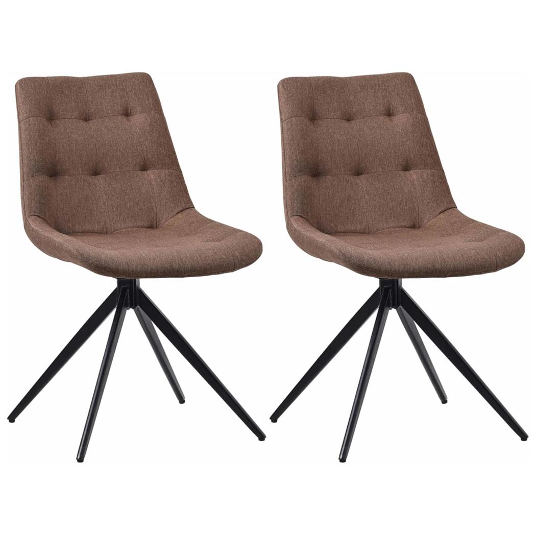 Lot de 2 Chaises Visiteur KEATON TISSU, Structure Métallique, Pivotantes, Marron
