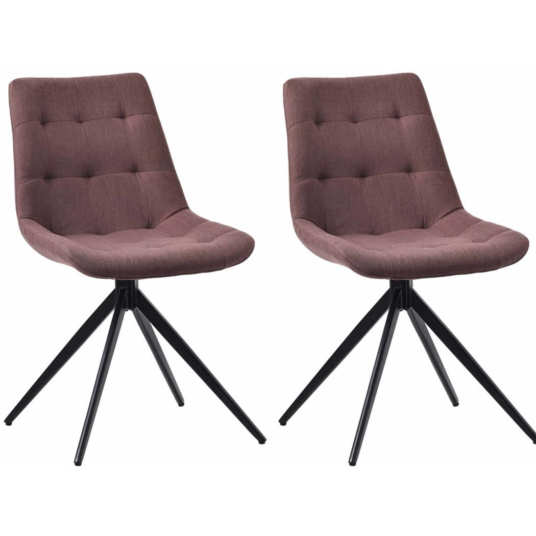 Lot de 2 Chaises Visiteur KEATON TISSU, Structure Métallique, Pivotantes, Marron Foncé