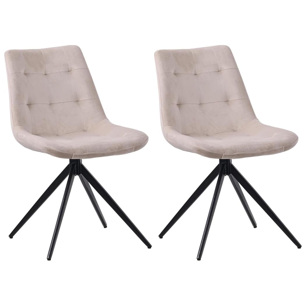 Lot de 2 Chaises Visiteur KEATON VELOURS, Structure Métallique, Pivotantes, Crème