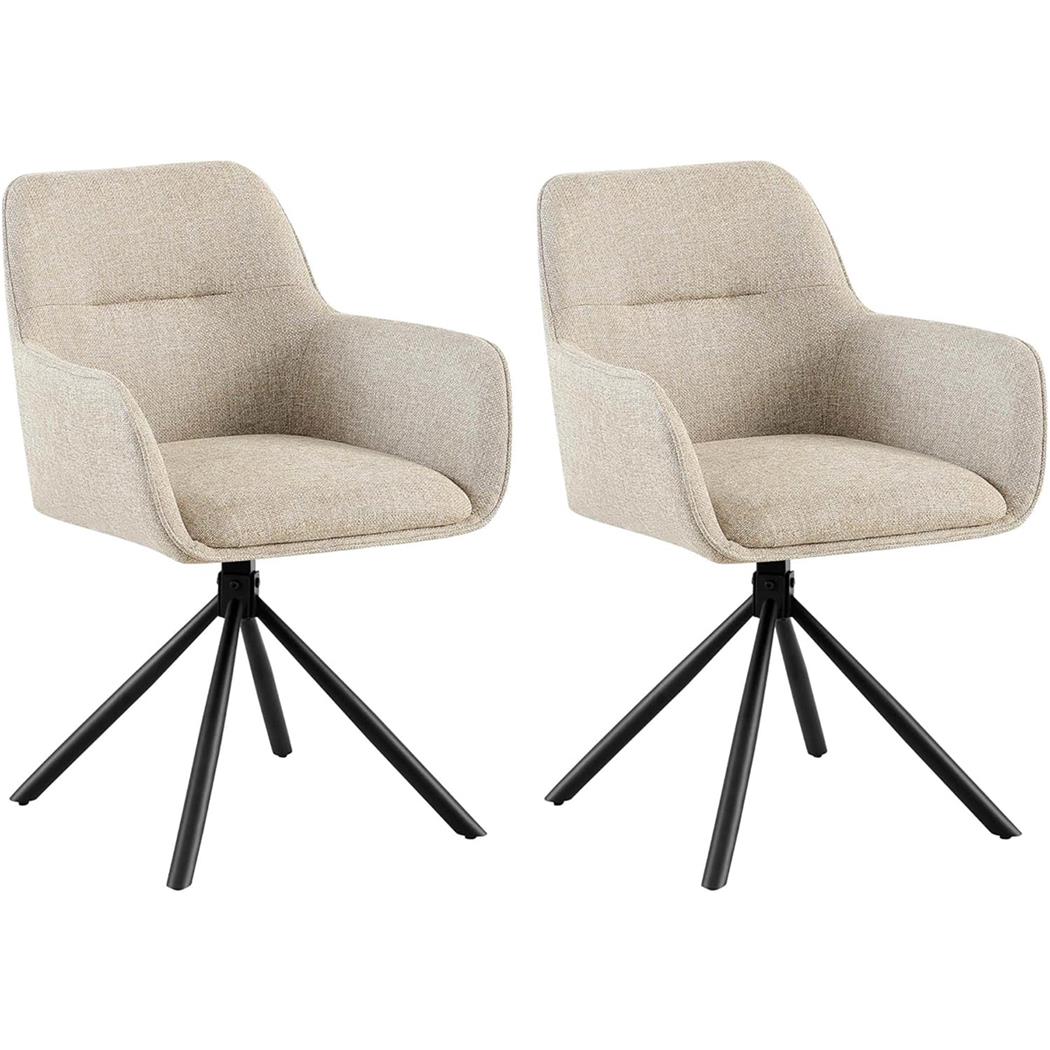 Lot de 2 Chaises Visiteur COREY, Design Moderne, Pivotantes à 180°, Tissu Taupe