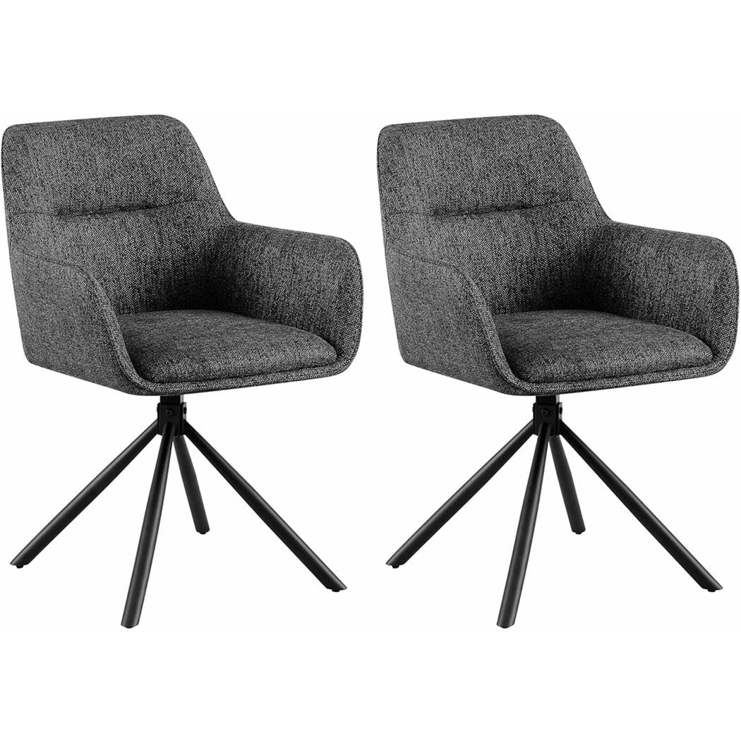 Lot de 2 Chaises Visiteur COREY, Design Moderne, Pivotantes à 180°, Tissu Gris Foncé