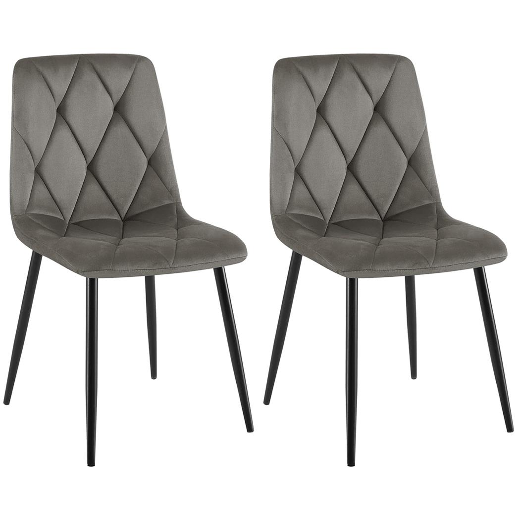Lot de 2 Chaises visiteur SIAN, Elégance et Confort, Pieds métalliques, en Velours Gris Anthracite
