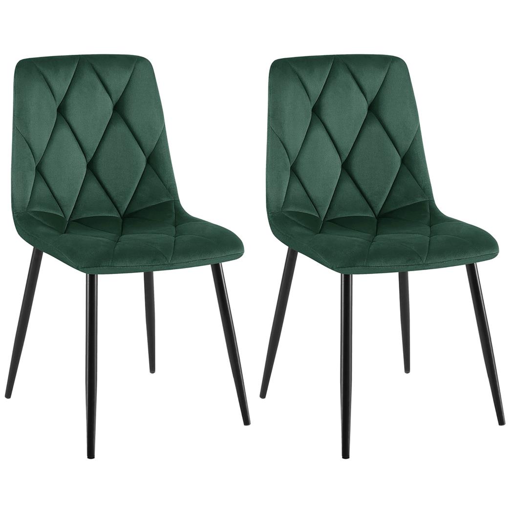 Lot de 2 Chaises visiteur SIAN, Elégance et Confort, Pieds métalliques, en Velours Vert