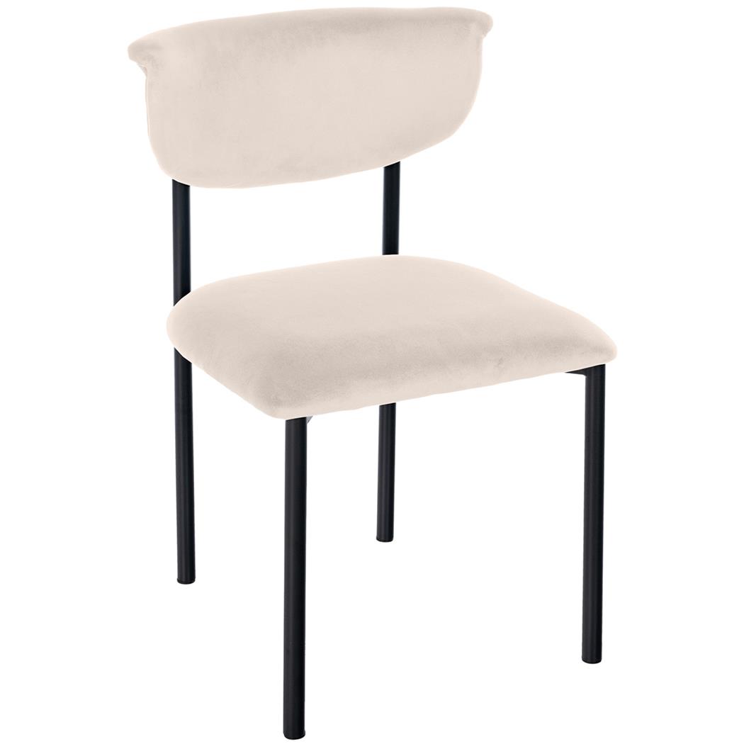 Chaise Visiteur TUCKER, Structure Métallique, en Velours, Crème