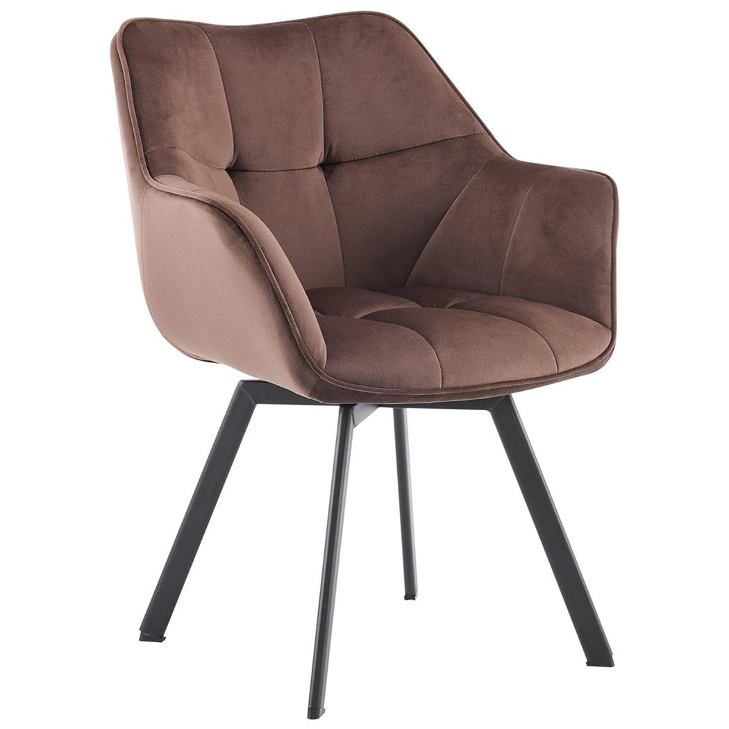 Chaise Visiteur SUTTON, Structure Métallique, Rembourrage Épais, En Velours, Marron