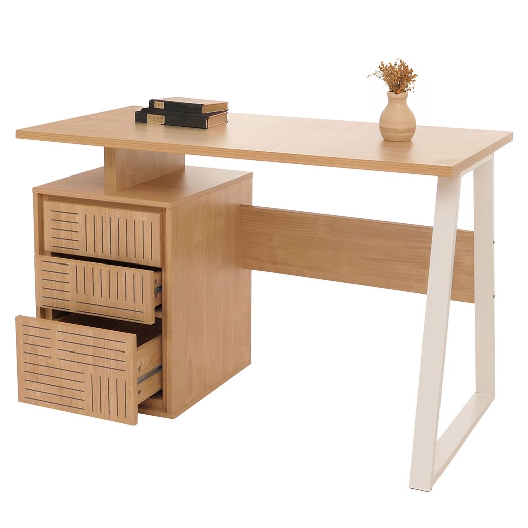 Bureau d'Ordinateur HESSEN, Design Moderne, Dimensions 118 x 58 x 77 cm, En Bois Couleur Orme