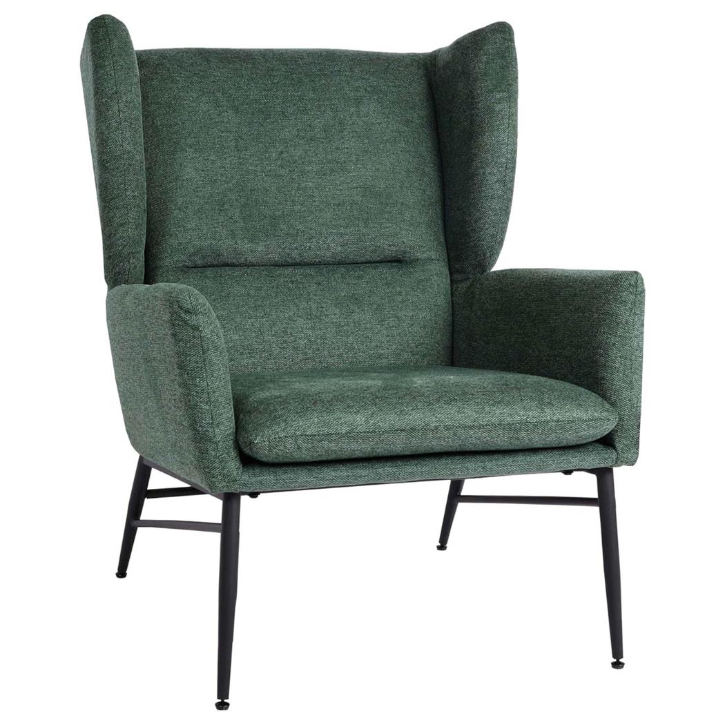 Fauteuil visiteur CROFT, Grand Rembourrage, Piétement en Métal, en Tissu, Vert