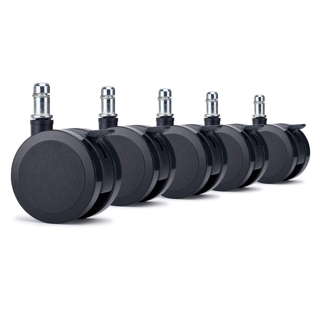 5x Roulettes BRAKE 11x50mm, Adaptées à Tous Types de Sols, à Frein Manuel, Noir