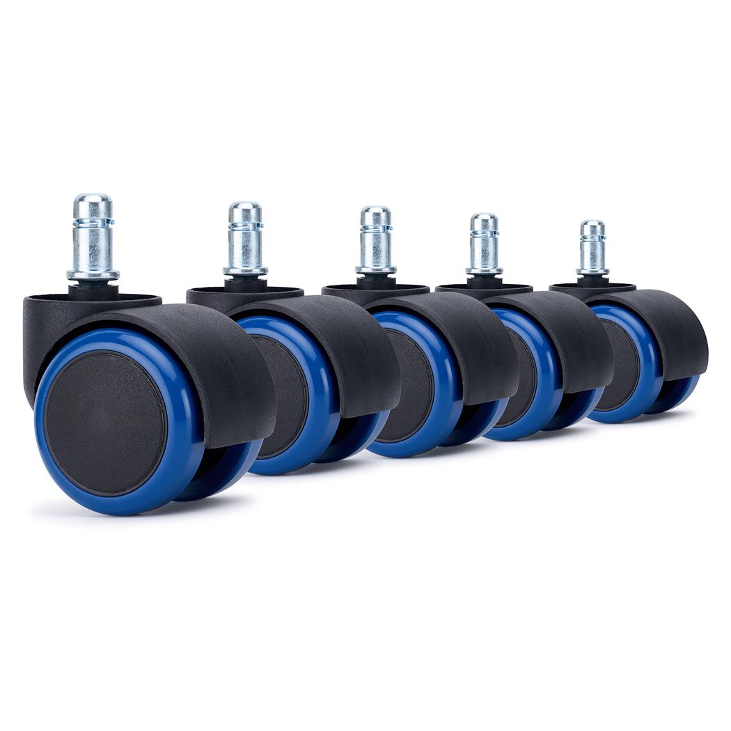 5x Roulettes VELO, 11x50mm, pour Sols Durs, Bleu