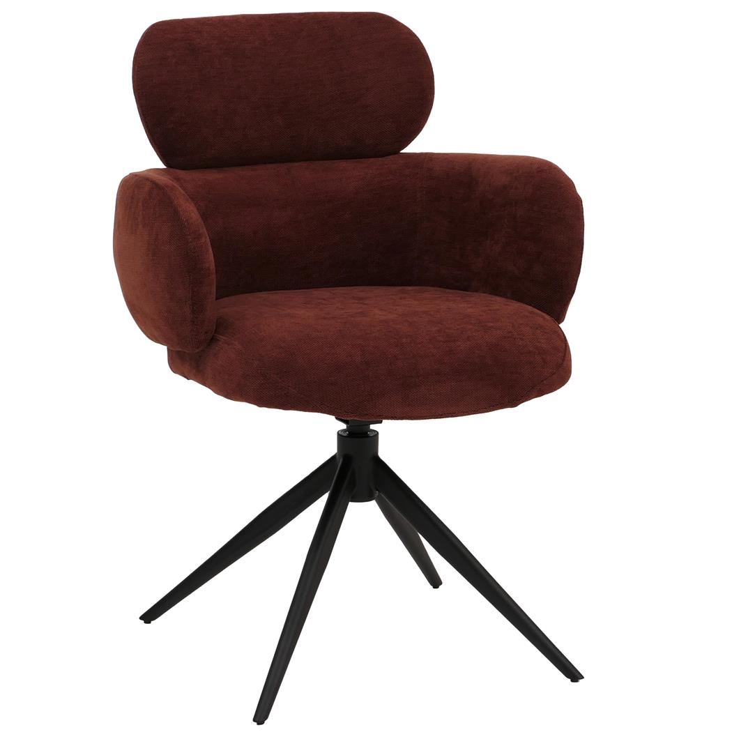 Fauteuil Visiteur LINDEN, Assise Pivotante, Rembourrage Confortable, couleur Marron/Rouge