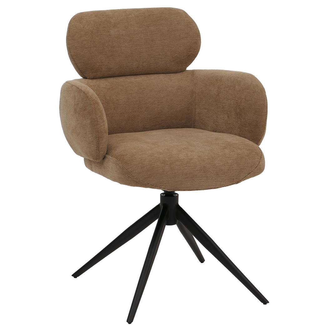 Fauteuil Visiteur LINDEN, Assise Pivotante, Rembourrage Confortable, couleur Marron Clair