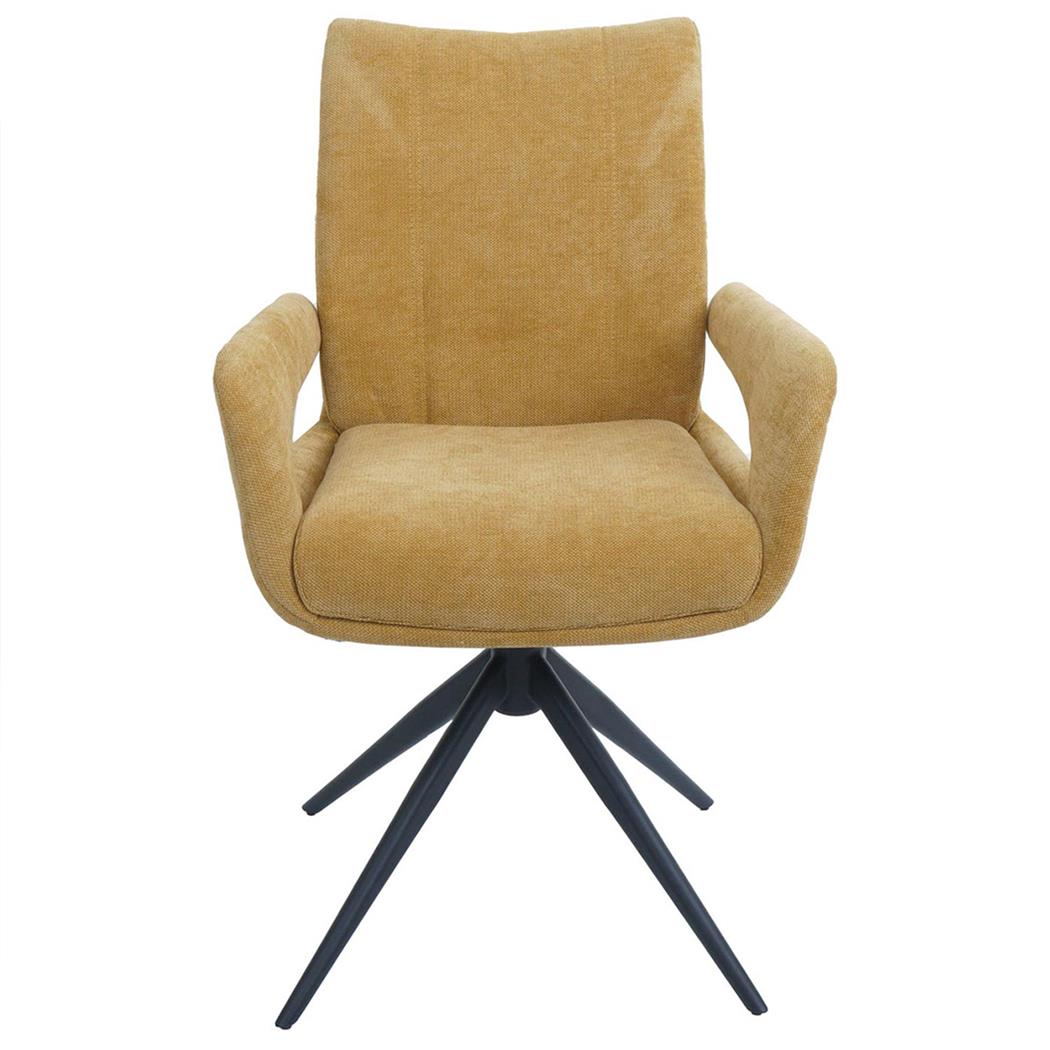 Fauteuil Visiteur LELIA, Pivotant, Rembourrage Épais, Design Moderne, en Tissu, couleur Jaune Moutarde