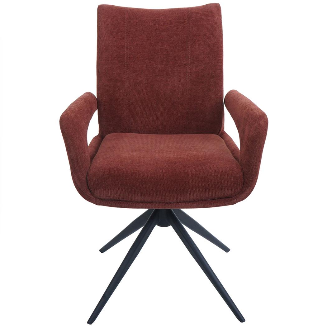 Fauteuil Visiteur LELIA, Pivotant, Rembourrage Épais, Design Moderne, en Tissu, couleur Marron/Rouge