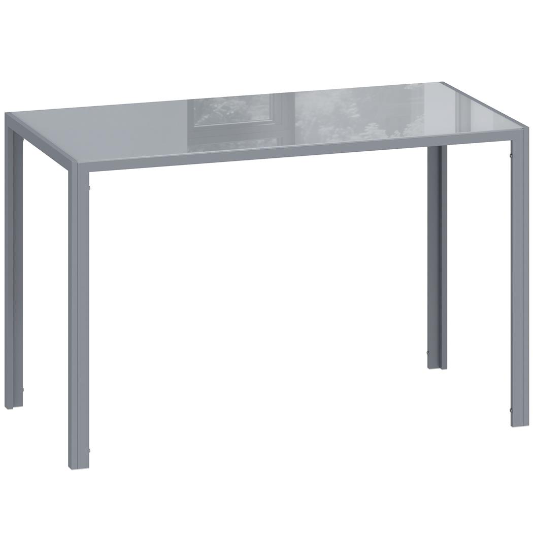 Table de réunion MAPUTO, 120 x 60 x 75 cm, Structure Métallique et Verre Trempé, Gris