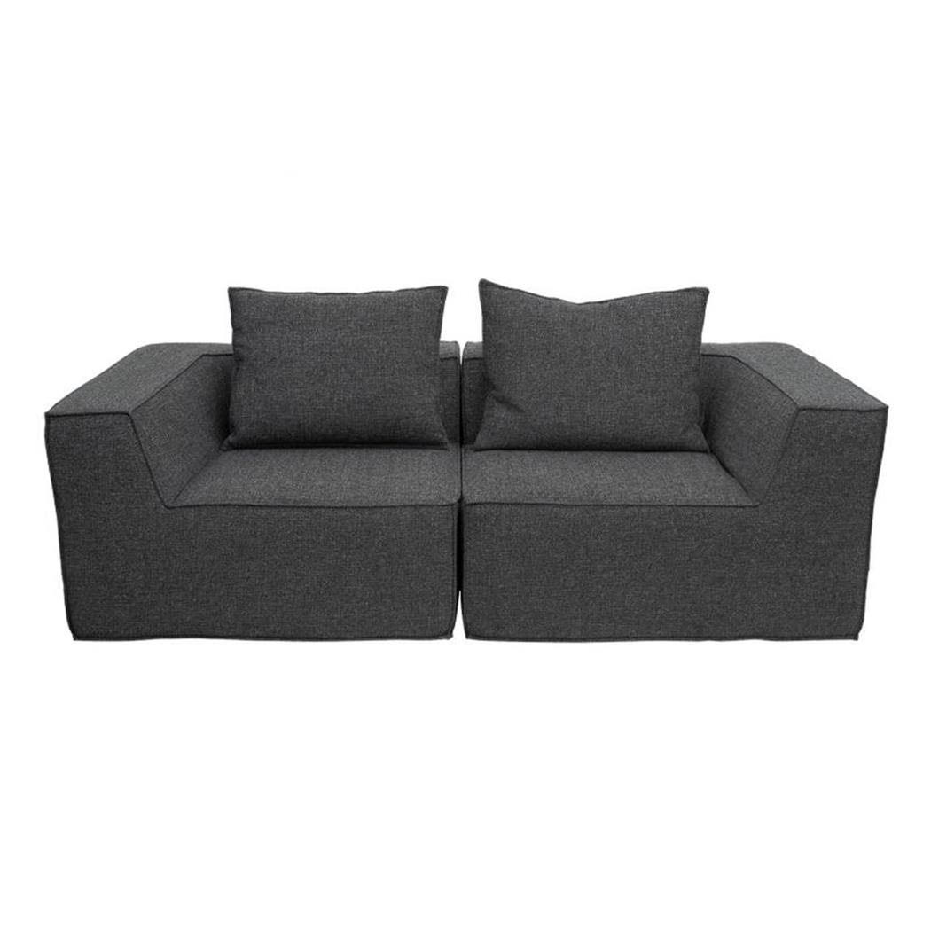 Canapé Modulable 2 places NANUK, Rembourrage Épais, En Tissu, Gris Foncé